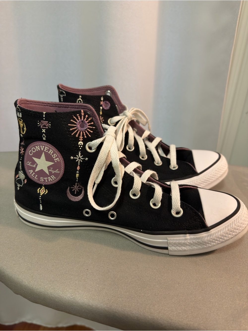 Converse High Top Sneakers with Embroidered Design
